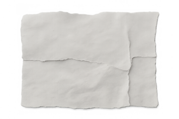 Torn paper pieces overlapping, creating textured background for message or design, on transparent background