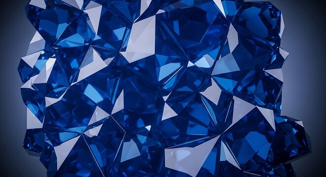 Deep blue multifaceted crystal structure with dynamic light interplay