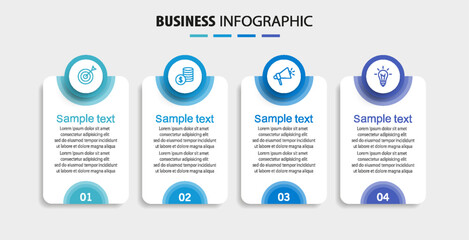 Infographic template with 4 options, workflow, process chart. Can be used for workflow layout, diagram, annual report, web design, steps or processes	
