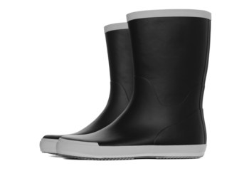 black rubber boots isolated on white background