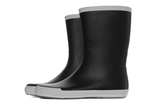 black rubber boots isolated on white background