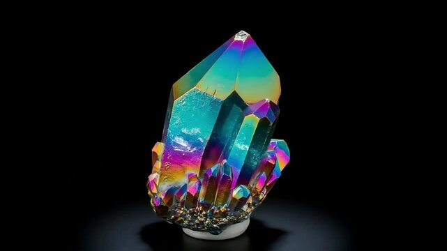 Rainbow Aura Quartz Crystal Point Cluster Healing Stone Specimen Mineral