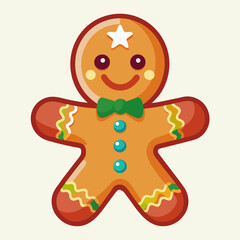 Obraz premium Funny gingerbread cookie character in cartoon style. Ideal for stickers, packaging, social media, and festive promotions.