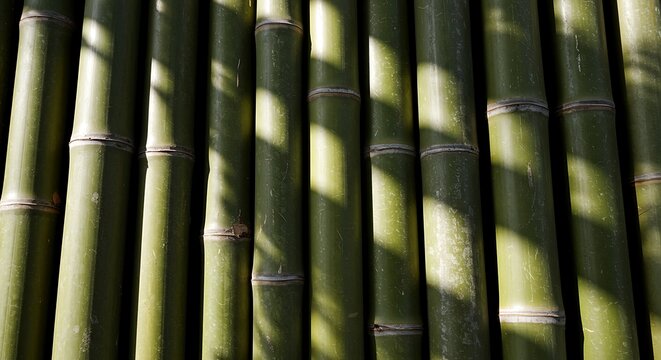 Vertical Bamboo Stacks with Natural Shadows Organic Texture