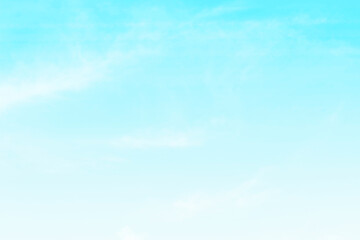Obraz premium Blue pastel sky with white fluffy cloud. Cumulus clouds background. Cloudscape morning sky. The concepts of freedom of life, never give up and positive though energy.