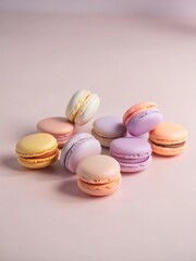 Obraz premium close-up of colorful macarons on purple surface