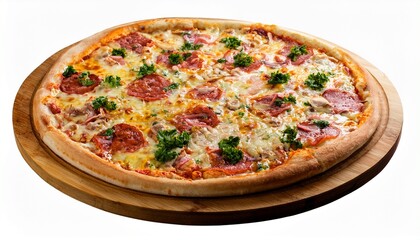 Appetizing Pizza On The Board On The Side View On A Transparent Background The Background Is Cut Out