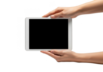 Holding a tablet isolated on transparent background