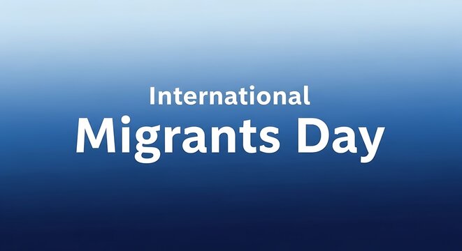 International migrants day banner with blue gradient background