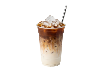 Iced coffee drink isolated on transparent background
