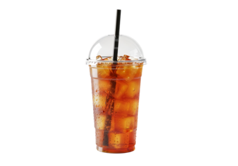 Refreshing iced tea drink isolated on transparent background