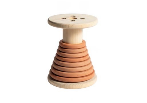 Wooden spool object isolated on transparent background
