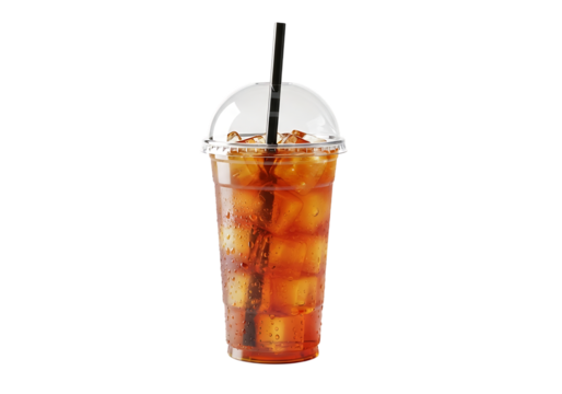 Refreshing iced tea drink isolated on transparent background