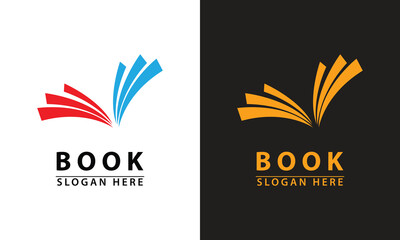 Dynamic open book logo with three spreading pages, symbolizing rapid learning, knowledge flow, education, open literature, digital library, and forward-thinking academic progress.