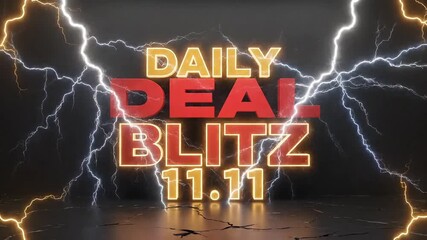 Dramatic 'Daily Deal Blitz' with electrifying lightning bolts and glowing text.
