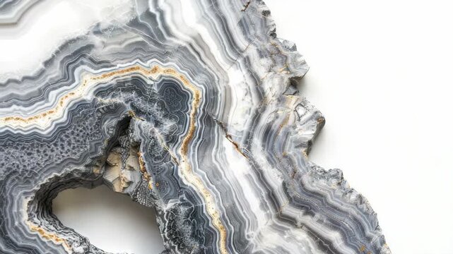 Close-up of polished, sliced geode showing intricate patterns and layers