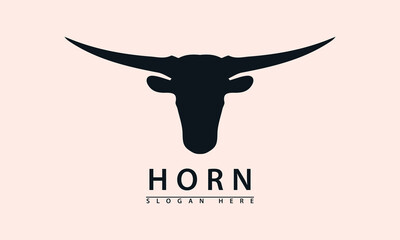 minimalist longhorn steer head logo. Sharp, wide horns symbolize strength and determination. Ideal for sport or heritage branding.