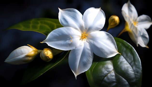 The Night Flowering Jasmine Or Parijat Or Hengra Bubar Or Shiuli Is A Species Of Nyctanthes Native To South Asia And Southeast Asia Picture Taken In Kathmandu Nepal