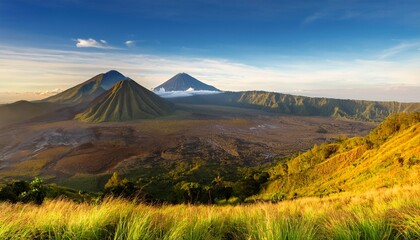Obraz premium The Landscape Of Mount Rinjani Lombok Island Indonesia From Sembalun Area