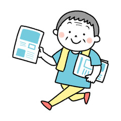 ポスティングをする男性のかわいいイラスト