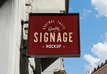 Signage Attached to Building Mockup