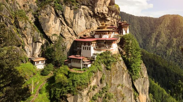 The amazing Tiger's Nest Monastery in Bhutan. Time Lapse.