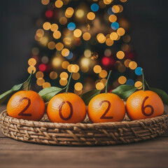 basket with christmas balls