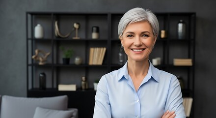 Confident Senior Woman in Office Looking Smiling and Successful