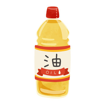 サラダ油のペットボトル　水彩風手描きイラスト