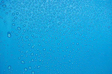 Water droplets on ocean blue cover background. Suitable for design and wallpaper.