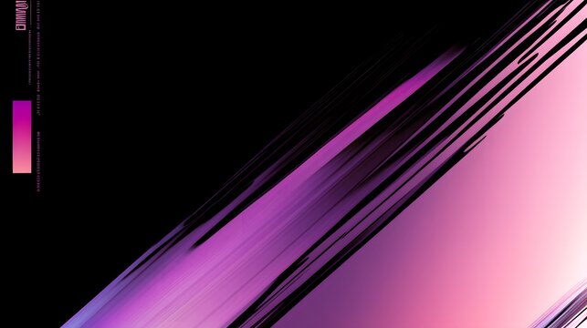Dynamic diagonal composition features vivid magenta and purple gradients against a dark background