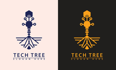 Tech tree logo resembling a bacteriophage or virus. Symbolizes digital root, data structure, growth, and cyber security threats.