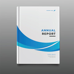 Obraz premium Blue corporate business annual report cover template flyer with geometric gradient design