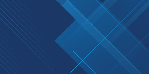 Fototapeta premium Blue background with abstract box rectangle geometric shapes modern element for banner, presentation design and flyer