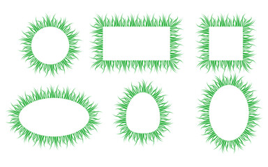 Green Grass Circular Frames – Natural Round Leaf Border Set,Grass Wreath Circle Frames – Eco Nature Round Borders