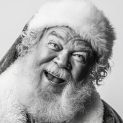 Joyful Elderly Man with a White Beard and Red Suit, Exuding a Warm Spirit of Festivity and Cheer in a Magical Winter Background