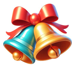 christmas bells with red ribbon