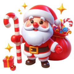 cheerful person with a christmas bag