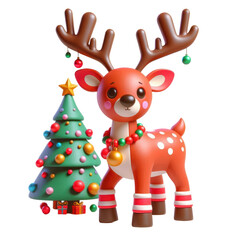 a reindeer with christmas tree