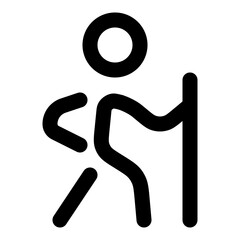 Simple stick figure pushing a door, opening new opportunities, a modern icon for growth and potential, scalable graphic for presentations and designs