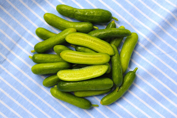 Fresh mini baby cucumbers, Top view