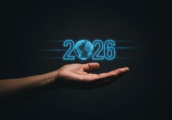 hand holding a glowing blue globe