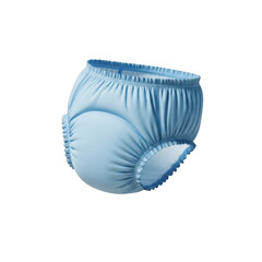 Light blue adult diaper with elastic waistband isolated on transparent background