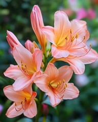Close-up of peach-colored lilies