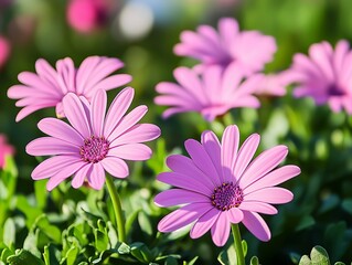 Close-up of vibrant pink daisies in a garden setting (2)