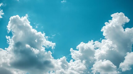 Bright sky filled with fluffy white clouds (1)