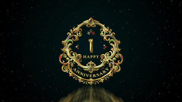 豪華なオーナメントと唐草模様 1周年アニバーサリー、企業イベント、結婚式、周年記念オープニング