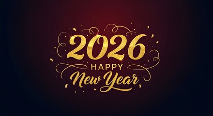Happy New Year Poster, Happy New Year 2026 Celebration &ndash; Happy New Year 2026 Gold Fireworks and Confetti Background