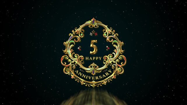 豪華なオーナメントと唐草模様 5周年アニバーサリー、企業イベント、結婚式、周年記念オープニング