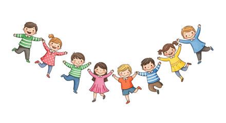 Smiling Children Jumping &ndash; Fun and Joyful Kids Illustration